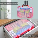 Red 269-slot battery organizer case wall-mounted and drawer-storage options