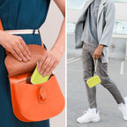 Person packing and carrying the yellow charging station case