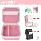 Open pink NIIMBOT B21 and B1 label maker case with mesh pocket and divided interior; case only