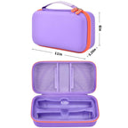 Purple JBL wireless microphone case dimensions with dual storage layout