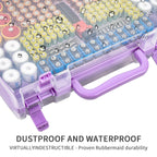 Purple 269-slot battery organizer case dustproof and water-resistant hard case demonstration