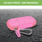 Light pink USB flash drive and SD card storage case splash-resistant exterior demonstration