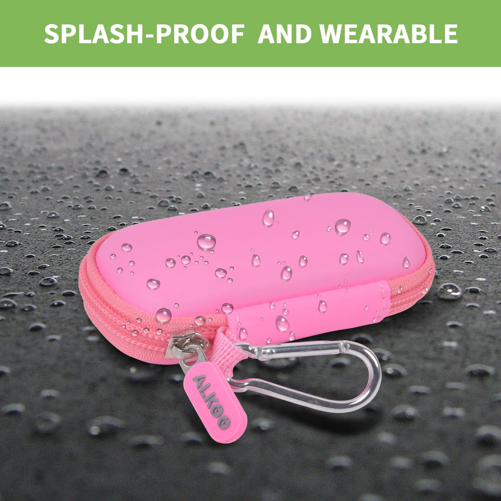 Light pink USB flash drive and SD card storage case splash-resistant exterior demonstration