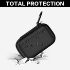 Black SanDisk SSD case demonstrating total impact and water-resistant protection