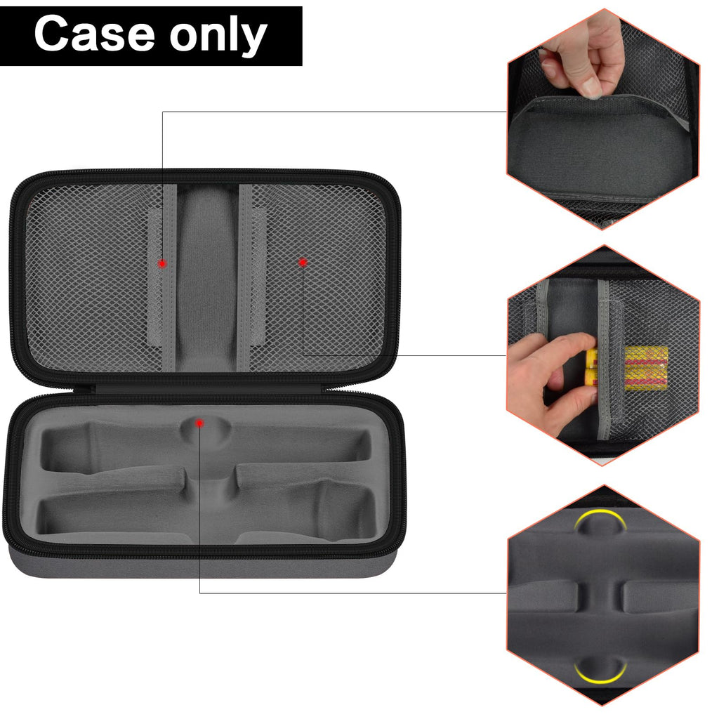 Open dark gray microphone organizer showing mesh pockets and molded dual-mic compartments; case only