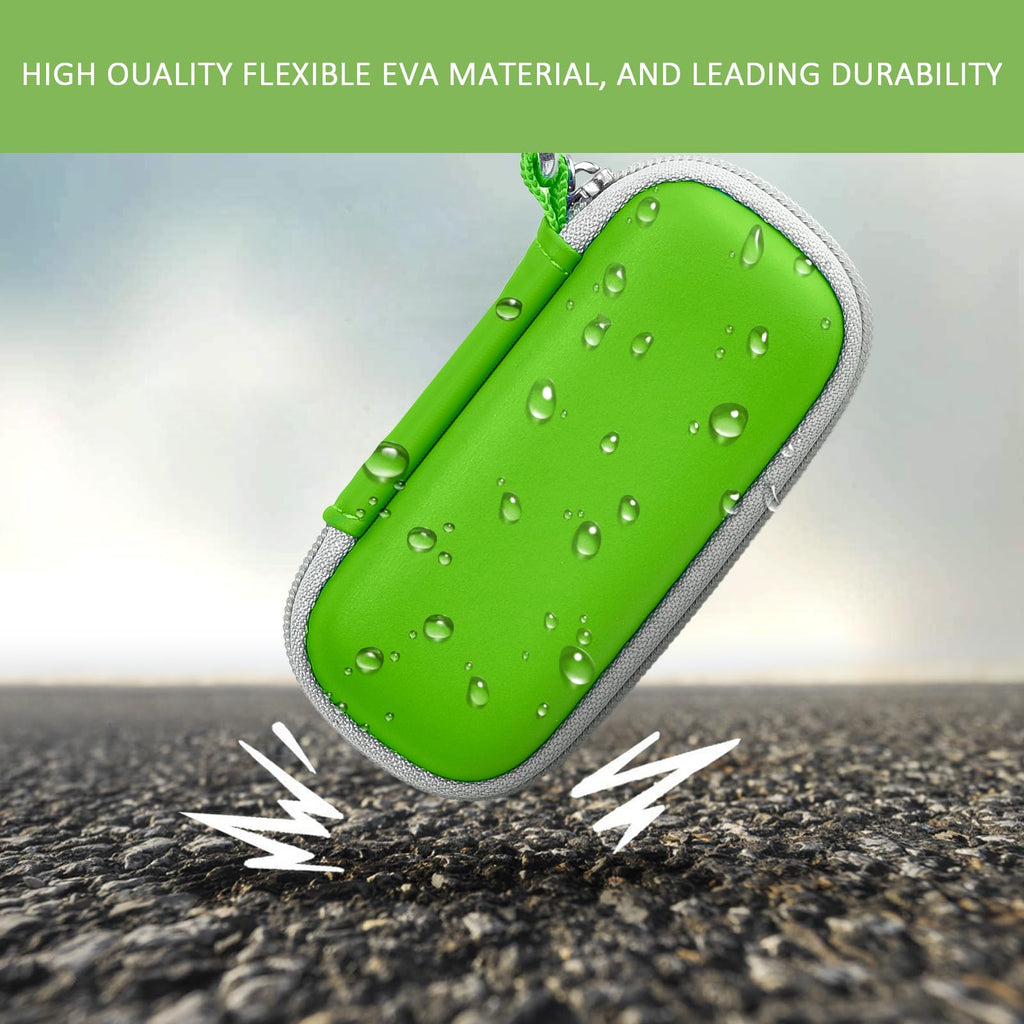 Green KardiaMobile case demonstrating flexible EVA impact and water-resistant protection
