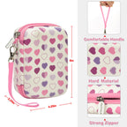 Heart-pattern label maker case dimensions with handle, strong zipper, and hard shell