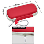 Red KardiaMobile travel case dimensions with carabiner and durable zipper