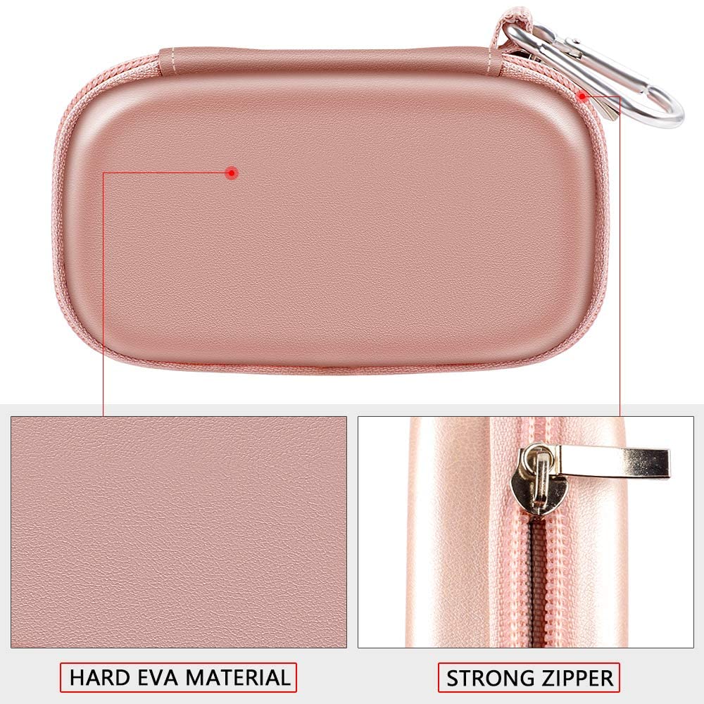 Rose gold hard EVA music player case with strong zipper and carabiner