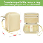 Beige protective digital camera case compatibility and interior dimensions overview