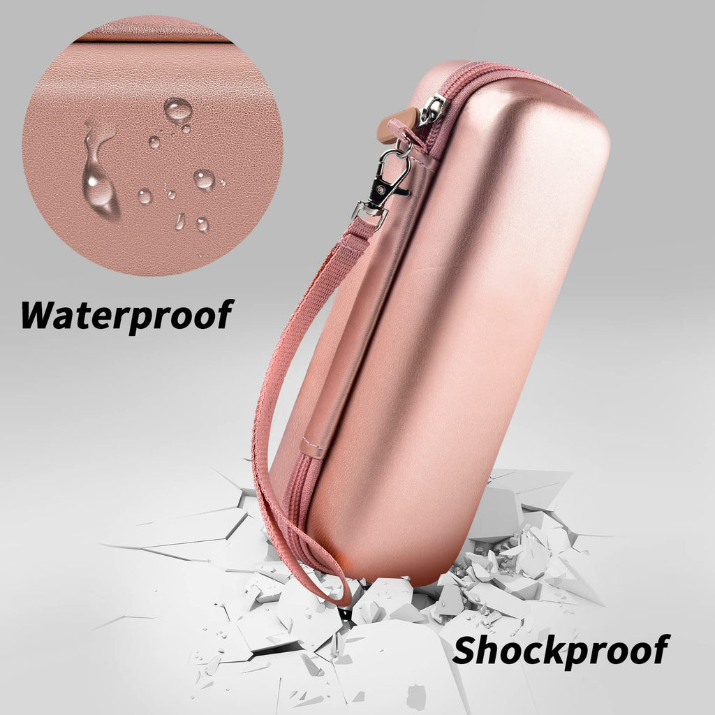 Rose gold toothbrush case demonstrating waterproof and shockproof protection