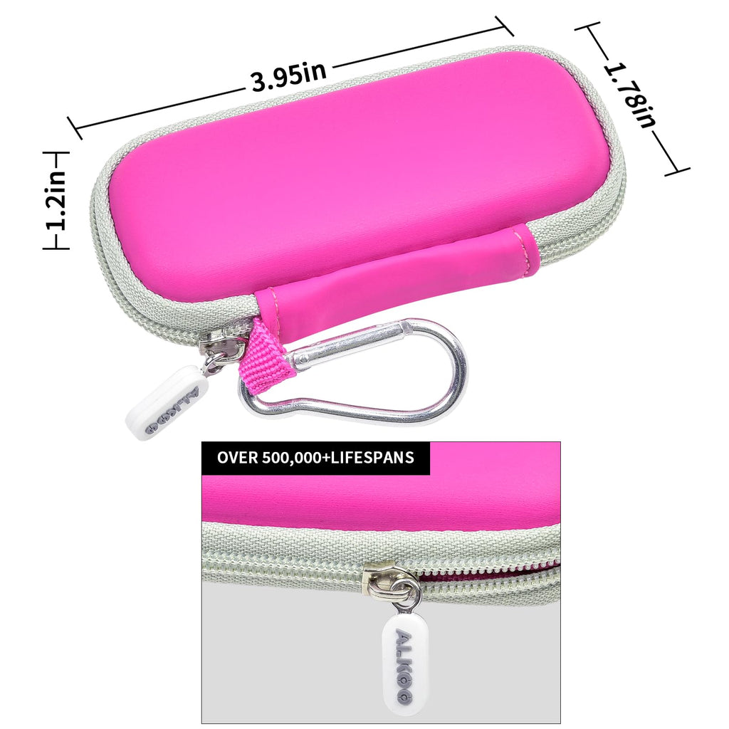Pink KardiaMobile travel case dimensions with carabiner and durable zipper