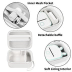 White label maker case interior with mesh pocket, removable divider, and soft lining