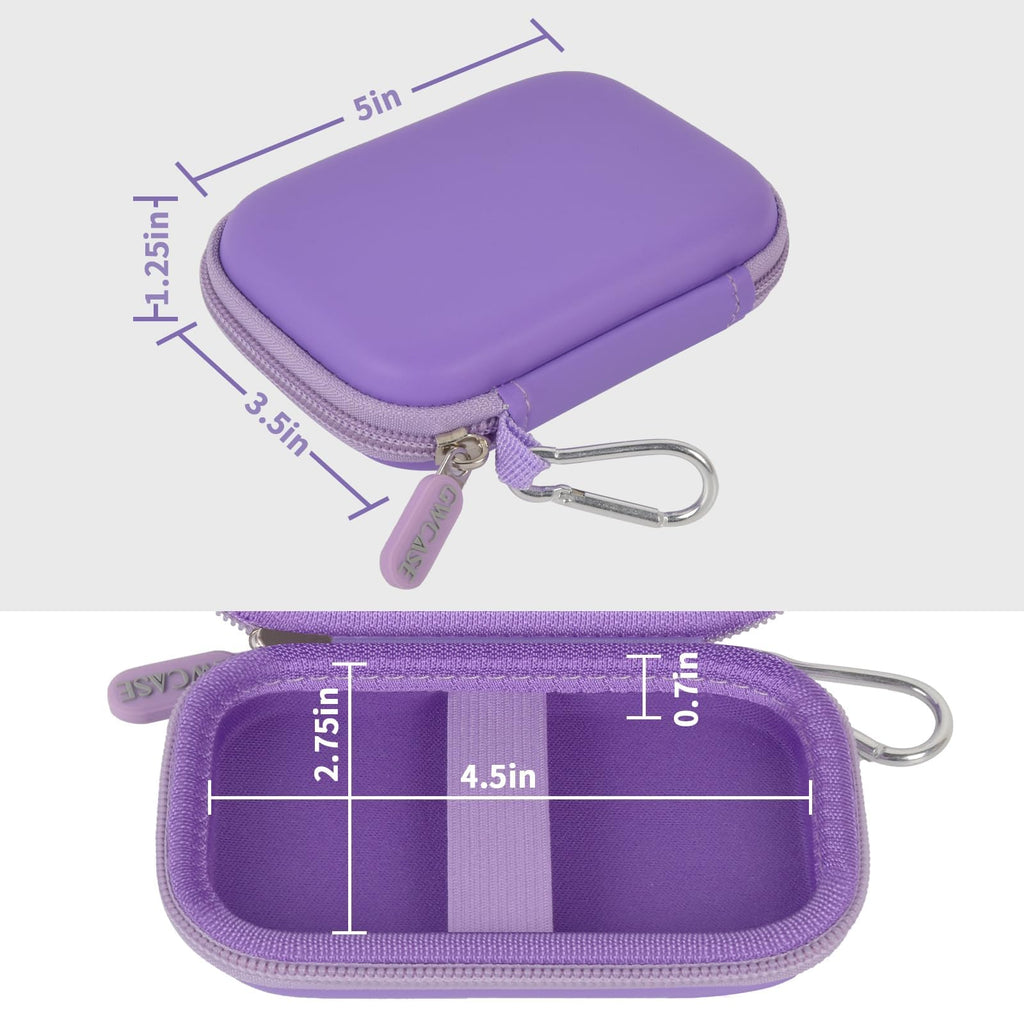 Purple Samsung portable SSD case dimensions with divided interior and elastic retaining straps
