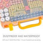 Orange 269-slot battery organizer case dustproof and water-resistant hard case demonstration