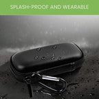 Black USB flash drive and SD card storage case splash-resistant exterior demonstration