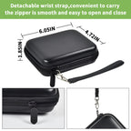 Black hard drive case dimensions with detachable wrist strap and smooth zipper
