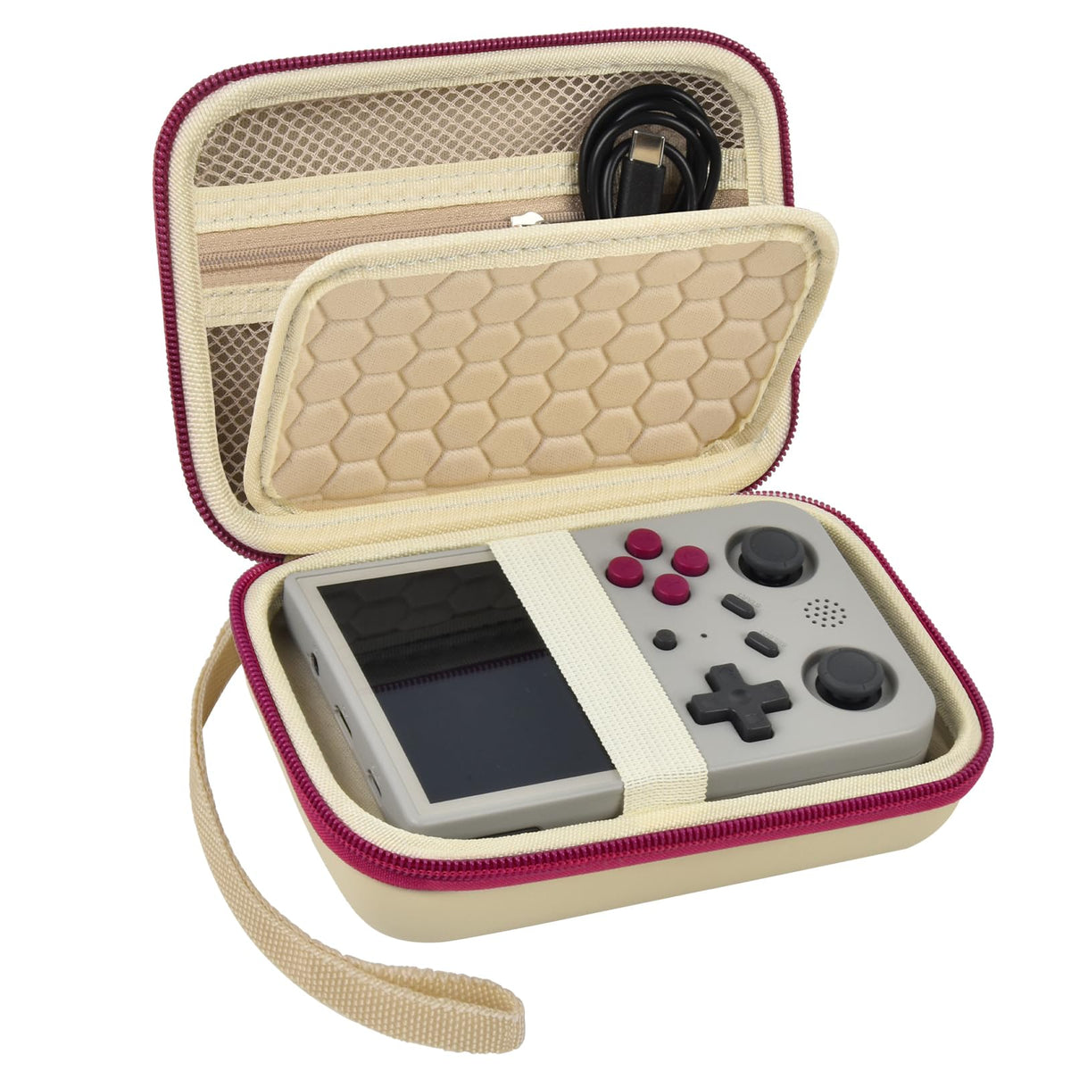 R36S & RG353V Handheld Console Case | ALKOO – Beige / Beige – protective case product view