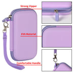 Purple EVA power bank case with strong zipper, protective shell, and comfortable wrist strap