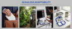 Collage showing the SanDisk SSD case used at home, outdoors, and while traveling