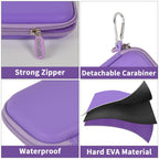 Purple portable SSD case with strong zipper, carabiner, water-resistant shell, and hard EVA construction