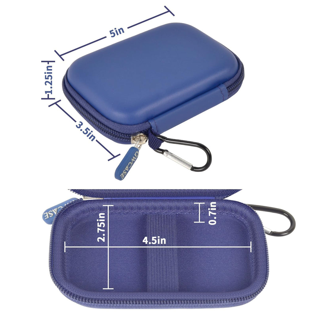 Blue Samsung portable SSD case dimensions with divided interior and elastic retaining straps