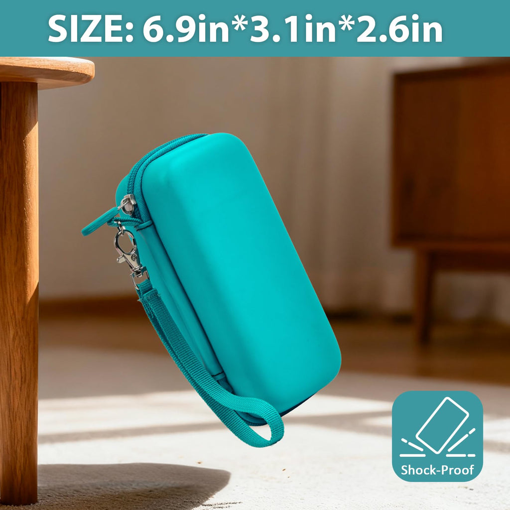 Teal 3D printing pen case dimensions with shockproof shell and wrist strap
