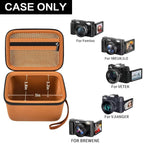 Open orange vlogging camera case with mesh pocket and adjustable interior; case only