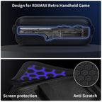 Black retro handheld console carrying case for R36MAX and R36 PRO protective molded shell and scratch-resistant lining detail