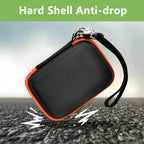 Black and orange hard-shell JBL Go speaker case demonstrating anti-drop protection