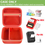 Open red NIIMBOT B21 and B1 label maker case with mesh pocket and divided interior; case only