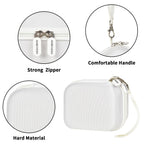 White mini printer case with strong zipper, carrying strap, and hard protective shell