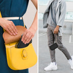 Person packing and carrying the black charging station case