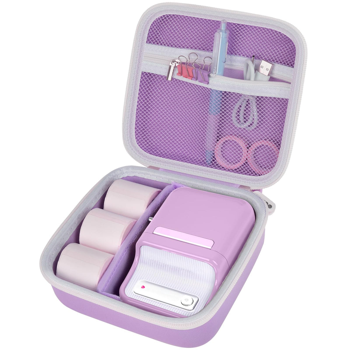 for NIIMBOT B21 Label Maker Travel Case | ALKOO – Purple – protective case product view