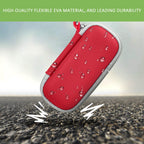 Red KardiaMobile case demonstrating flexible EVA impact and water-resistant protection