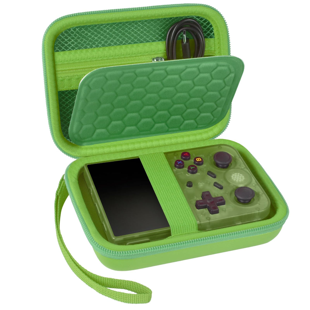 R36S & RG353V Handheld Console Case | ALKOO – Green / Green – protective case product view