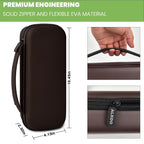 brown hard stethoscope case dimensions, carry handle and dual zipper details