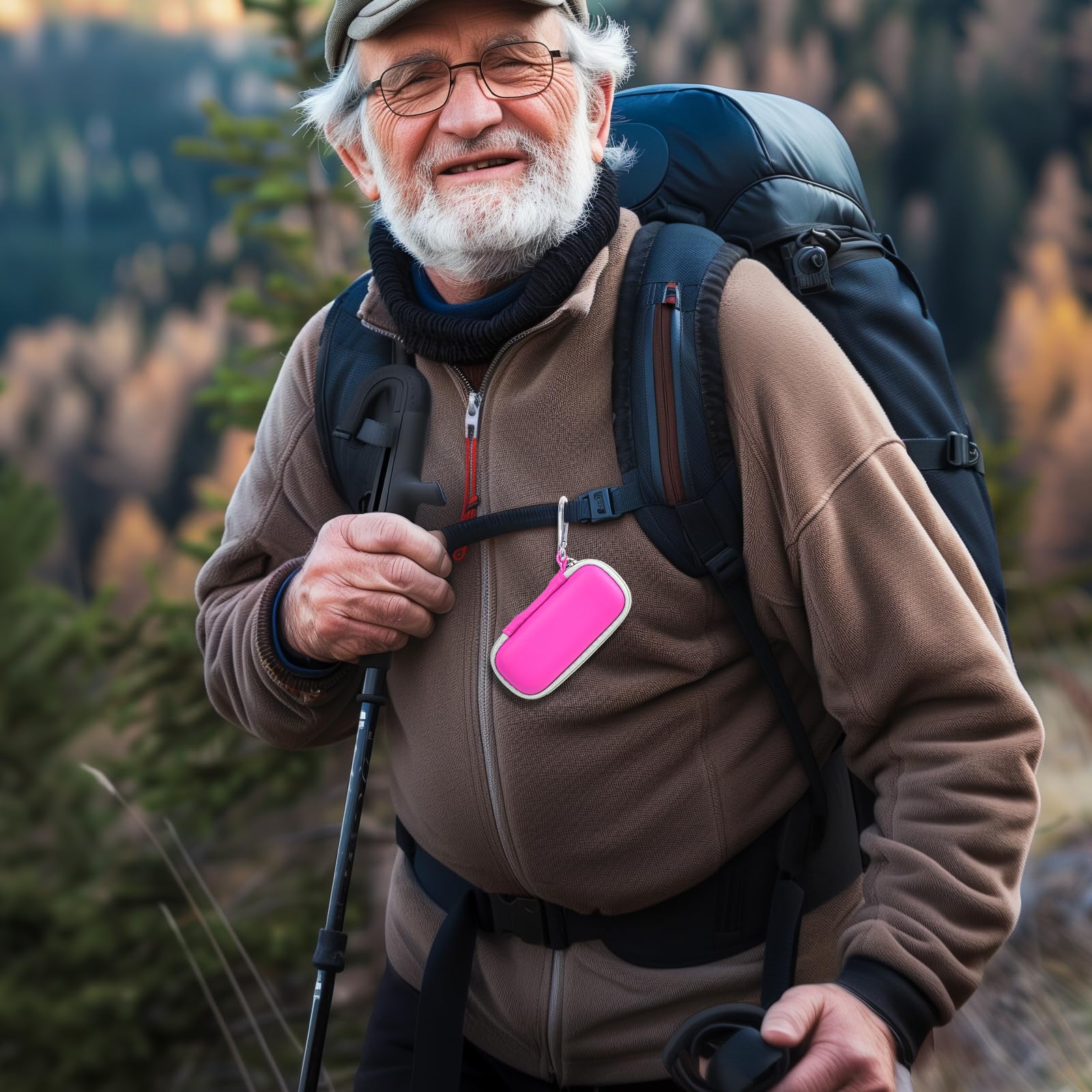 Man checking heart rhythm results beside the open pink KardiaMobile organizer