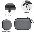 Gray portable SSD case with strong zipper, carabiner, and premium hard-shell material