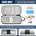 Black KardiaMobile case with mesh pocket, sensor area, and accessory compartments; case only