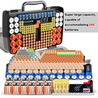 Dark gray 269-slot battery organizer case large-capacity organizer shown with supported battery sizes