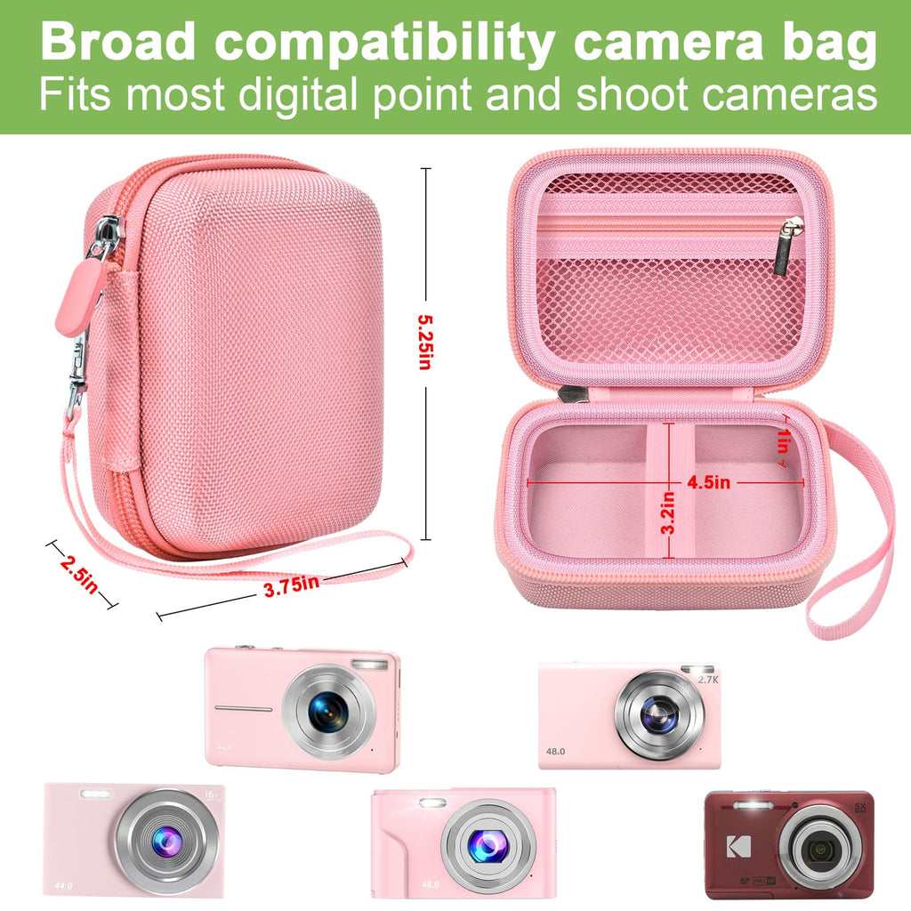 Pink protective digital camera case compatibility and interior dimensions overview