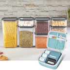 Open light blue NIIMBOT case organizing a label maker and accessories in a kitchen