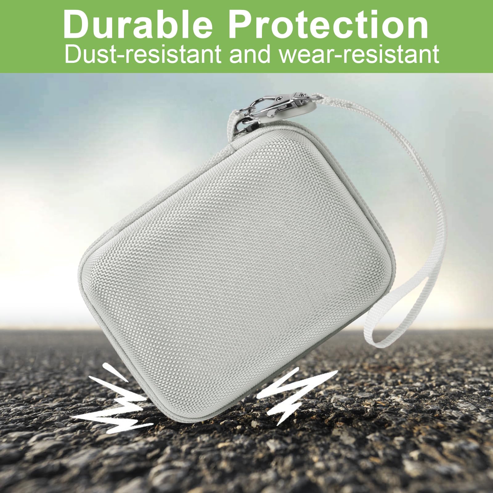 White protective digital camera case dust- and wear-resistant protection demonstration
