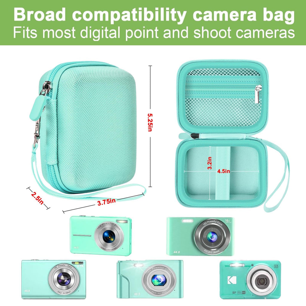 Mint green protective digital camera case compatibility and interior dimensions overview