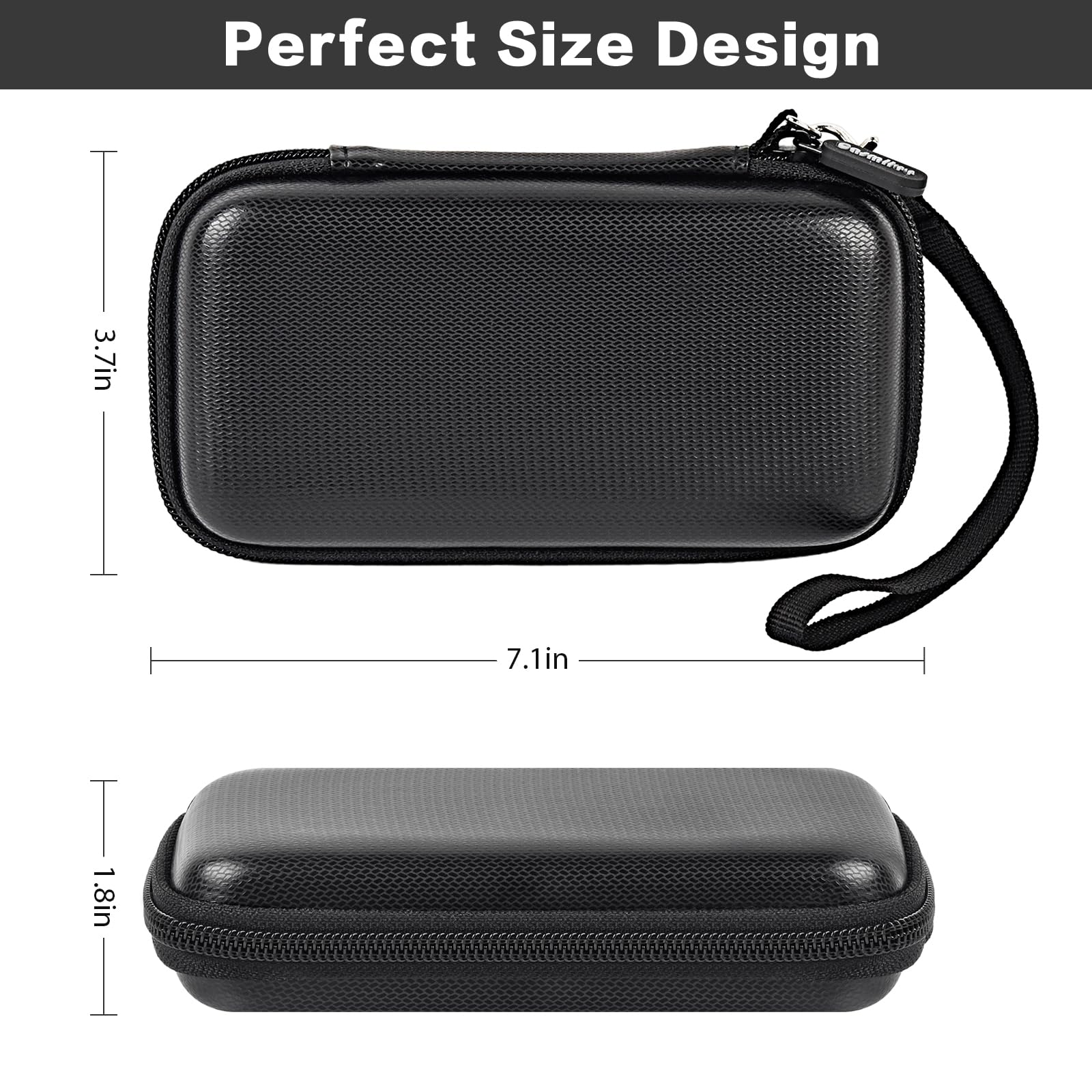 Black slim power bank case dimensions with detachable wrist strap
