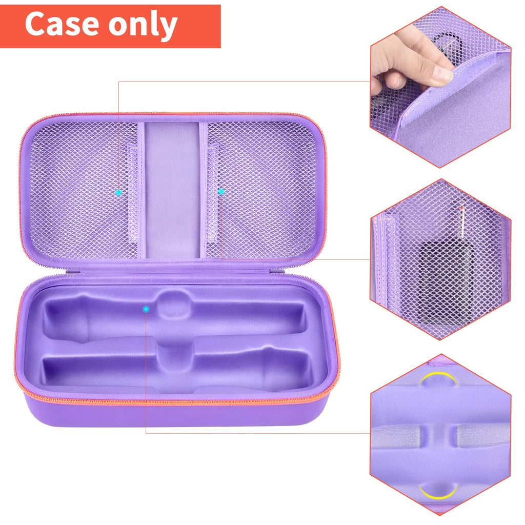 Open purple microphone organizer with mesh pockets and molded dual-mic compartments; case only