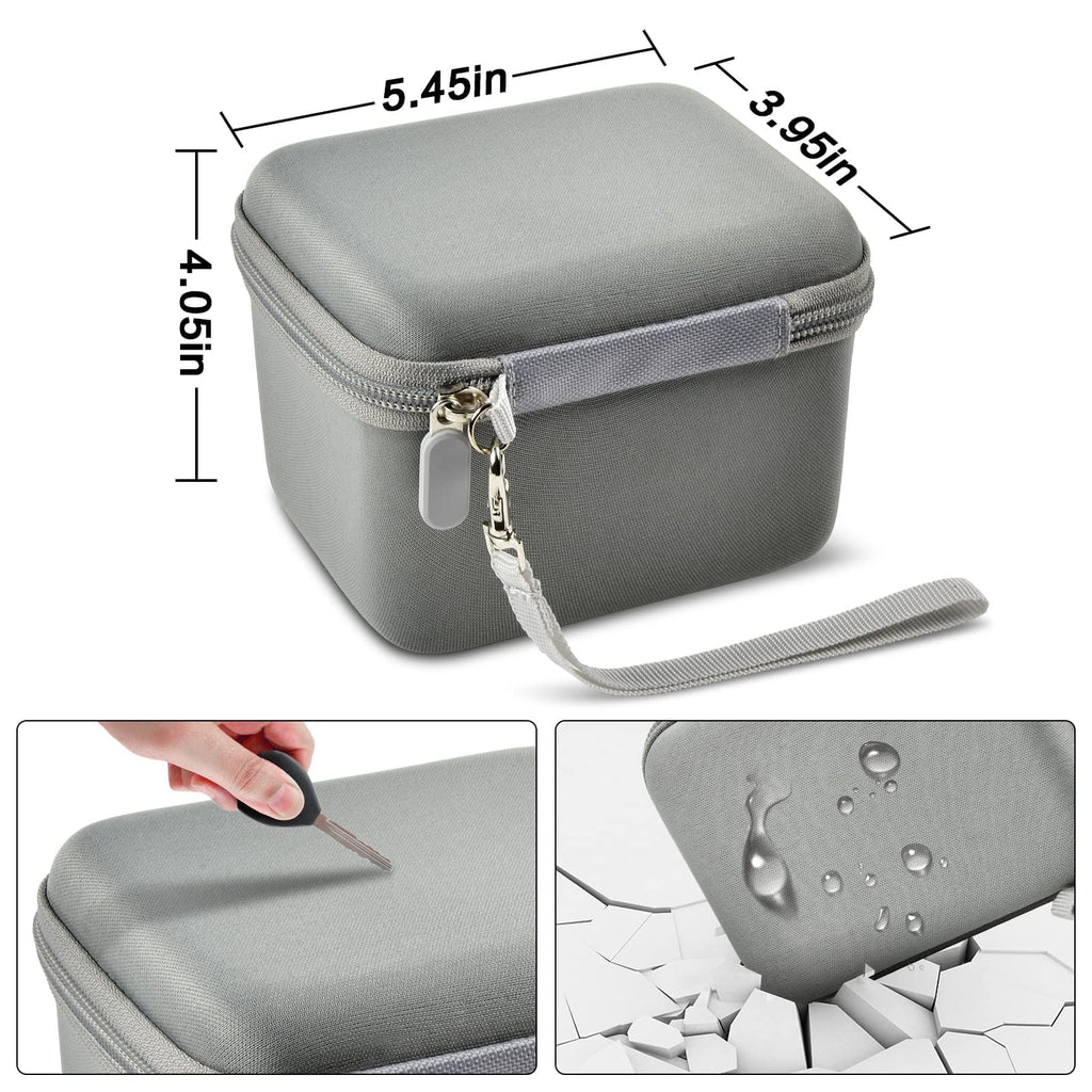 Gray camera case dimensions with scratch, impact, and water-resistant protection