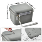 Gray camera case dimensions with scratch, impact, and water-resistant protection