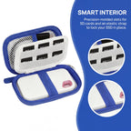SanDisk SSD case interior with memory card slots and elastic drive holder